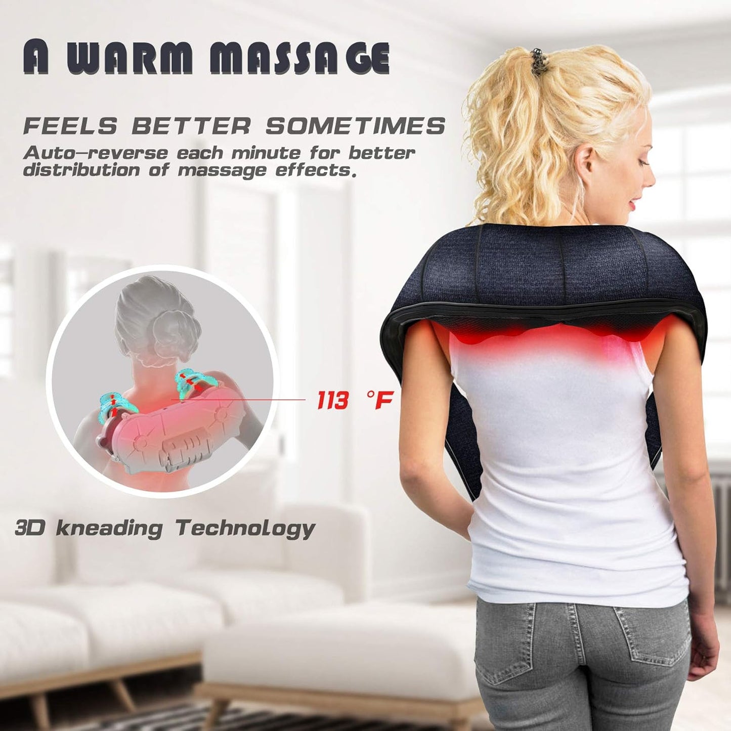 Mothers Day Gifts for Mom Wife Women, Shiatsu Back Shoulder and Neck Massager with Heat, Electric Deep Tissue 4D Kneading Massage, Best Gifts for Men Dad Husband, Fathers Day, Christmas