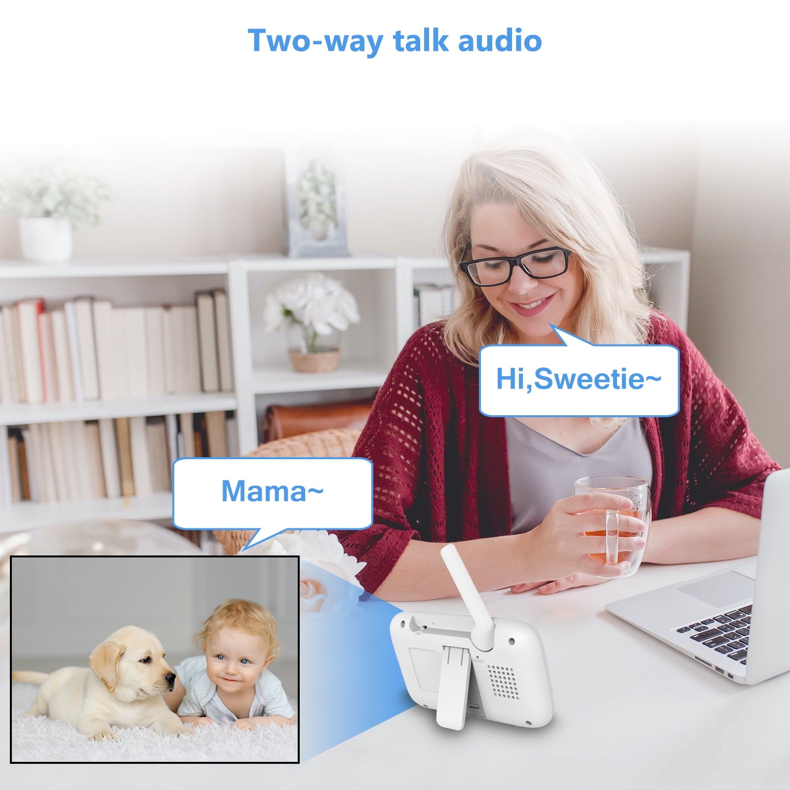 Hb6336 Baby Monitor with Camera and Audio, 3.2" IPS Color Display, Full Remote Pan and Zoom, IR Night Vision, 1000 Ft Range, Wall Mount, WiFi-Free Design