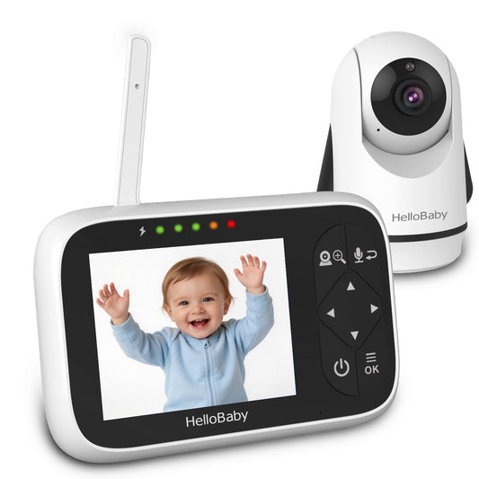 Hb6336 Baby Monitor with Camera and Audio, 3.2" IPS Color Display, Full Remote Pan and Zoom, IR Night Vision, 1000 Ft Range, Wall Mount, WiFi-Free Design
